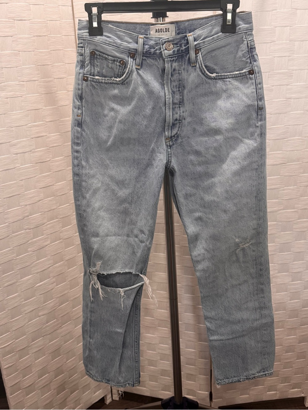 Agolde Light Wash Relaxed Fit Distressed Women’s Jeans